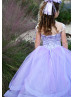 Beaded Purple Tulle Lace Flower Girl Dress